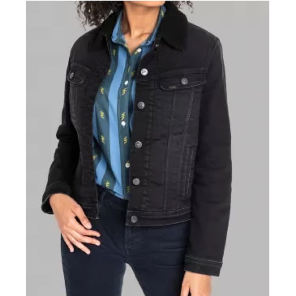 Lee European Collection Sherpa Lined Denim Black Rider Trucker Jacket S